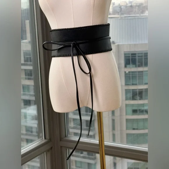 🆕 BRONX & BANCO 🧿 NWOT Briana Faux Leather Tie-Around Belt, Black - Picture 5 of 16